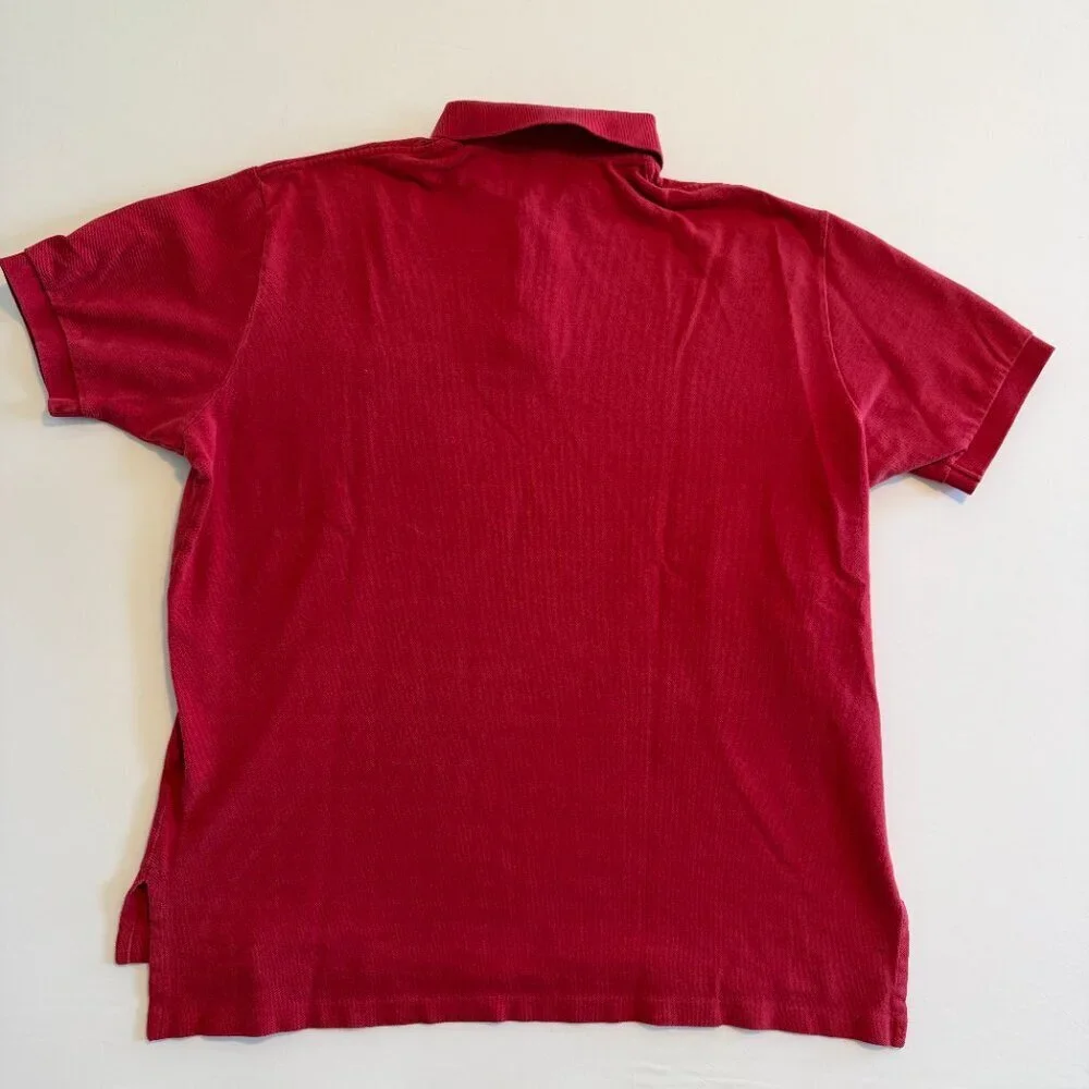 Vintage 80s POLO RALPH LAUREN Red Pique Short Sleeve Pocket Shirt XL